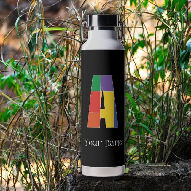 Lila-gelbe Monogramm Initial A Trinkflasche (Von Creator hochgeladen)