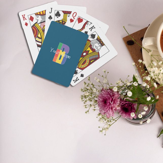 Lila-gelbe Monogramm Initial-B-blau Spielkarten (Von Creator hochgeladen)