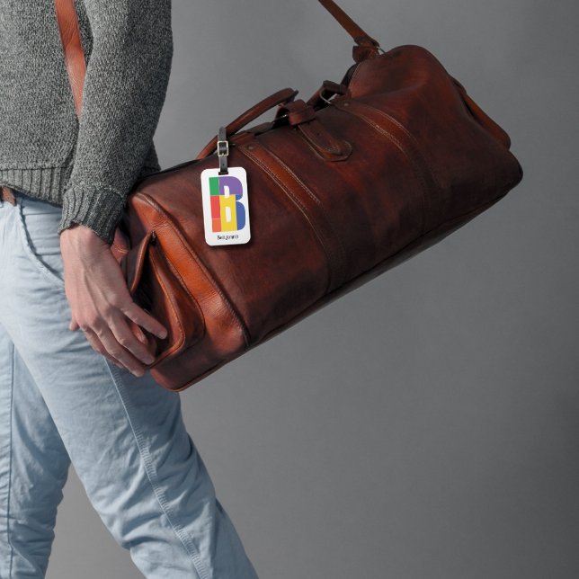 Lila-gelbe Monogramm Initial B Gepäckanhänger (Von Creator hochgeladen)