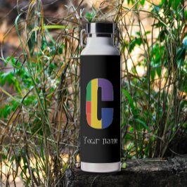 Lila-gelbe Monogramm Initial C Trinkflasche