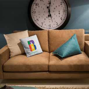 Lila-gelbe Monogramm Kissen