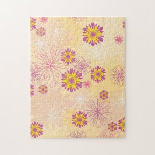 Lila gelbe Pfingstrosen Blumen Garten Frühlingsblu Puzzle
