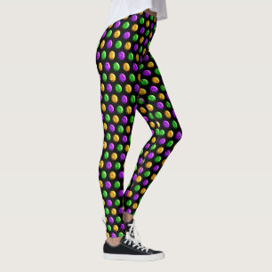 Lila-Gelbe Punkte Schwarze Mardi Gras Leggings