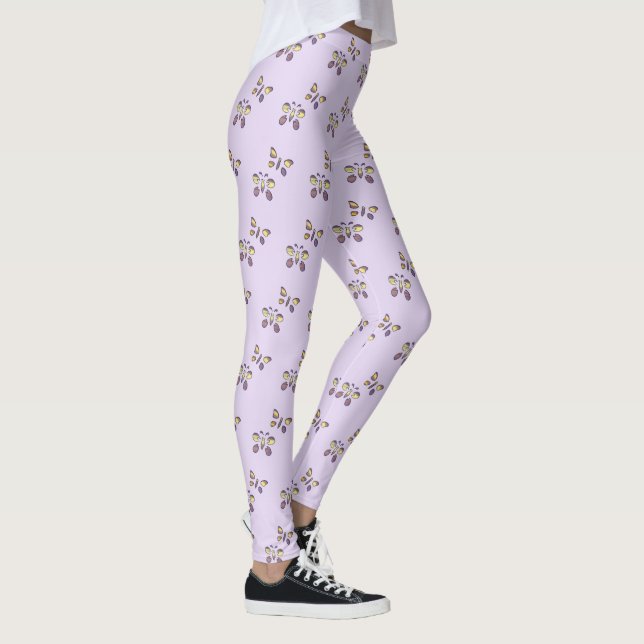 Lila Gelbe Schmetterlinge Schmetterling Lavendel L Leggings (Rechts)