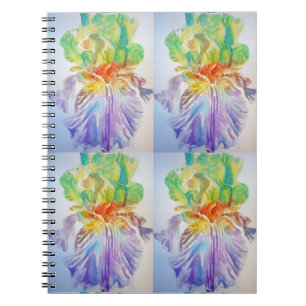 Lila gelbe Schwertlilien-Muster Blumen Notebook Notizblock