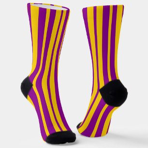 Lila Gelbe Stylische Streifen Muster Design  Socken