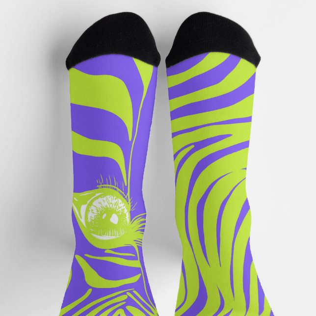 Lila-gelbe unpassende Zebosocken Socken (Oben)