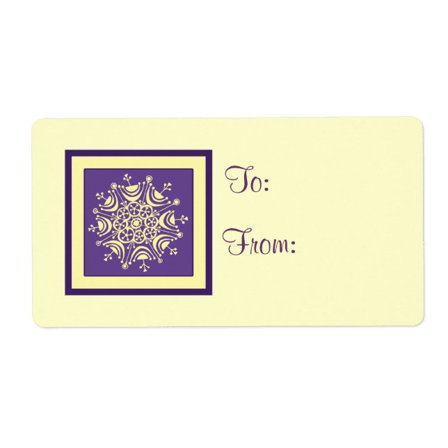 Lila-Gelbe Weihnachtsgeschenke Etiketten (Vorne)