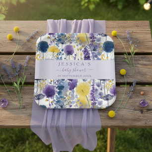 Lila Gelbe Wildblume Kinderdusche Pappteller