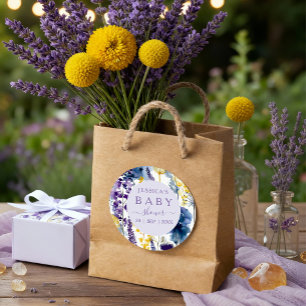 Lila Gelbe Wildblume Kinderdusche Runder Aufkleber