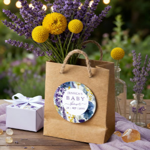 Lila Gelbe Wildblume Kinderdusche Runder Aufkleber