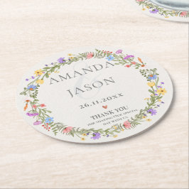 Lila-Gelbe Wildblume Runder Pappuntersetzer