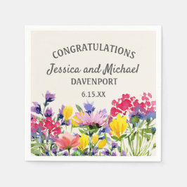 Lila Gelbe Wildblumen Hochzeit Serviette