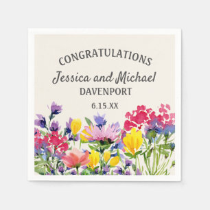 Lila Gelbe Wildblumen Hochzeit Serviette