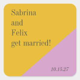 Lila gelber Farbblock Moderne, kundenspezifische H Quadratischer Aufkleber