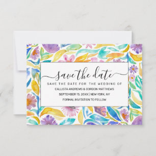 Lila Gelber Frühling Blume Blätter Save The Date