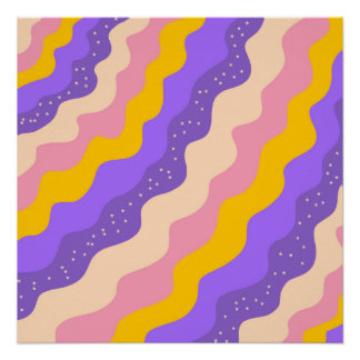 Lila Gelber Himmelstreifen Groovy Abstrakt  Poster