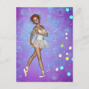 Lila-gelber Hintergrund und Ballerina Postkarte
