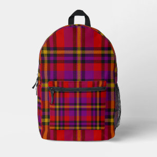 Lila Gelber Karo Tartan Karierter Rucksack