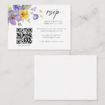 Lila-Gelber Lavendel-QR-Code Hochzeit RSVP