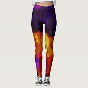 Lila gelber Orangenfarbe Spritzer Leggings