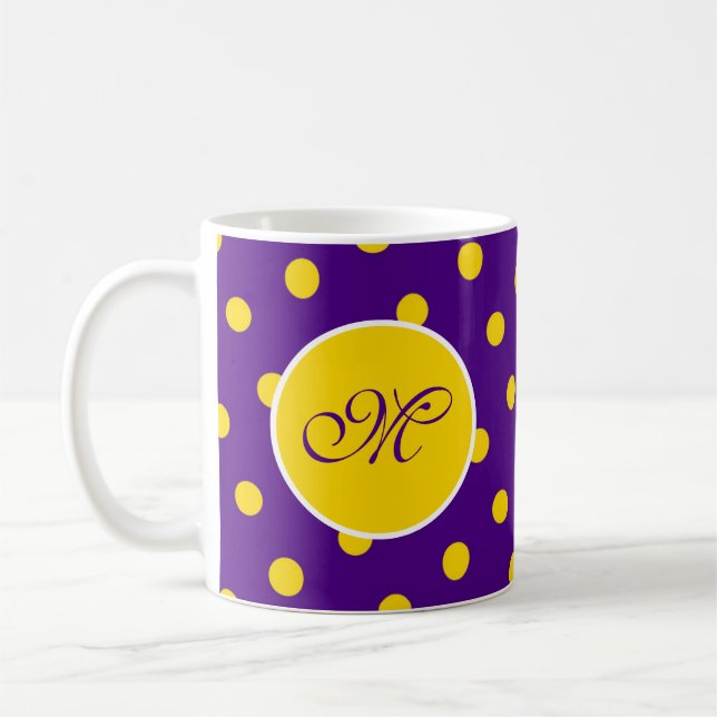 Lila-Gelber Polka Dot Erstspann Hübsche Custom Kaffeetasse (Links)