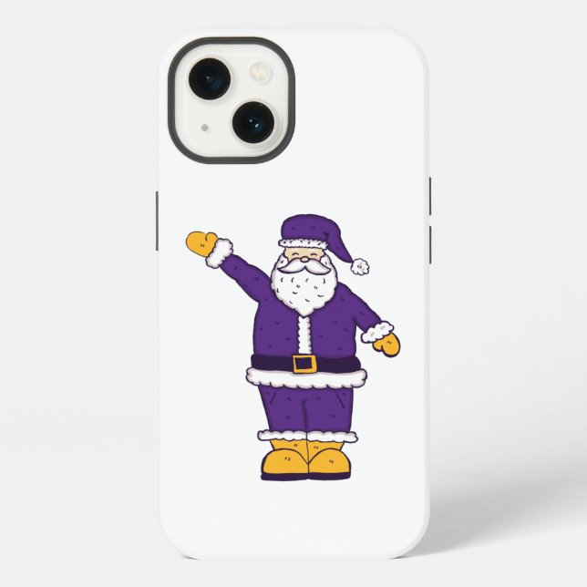 lila gelber Weihnachtsmann iPhone Hülle (Rückseite)
