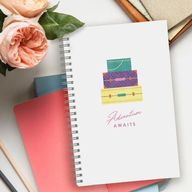 Lila gelbes Abenteuer wartet auf Spiral-Notebook Notizbuch (Von Creator hochgeladen)