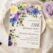 Lila Gelbes Aquarellblütenblatt 18. Geburtstag