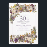 Lila-gelbes Elfenbeinblütenblatt 30. Geburtstag Einladung<br><div class="desc">Schöne lila,  Elfenbein und Senf gelbe Aquarellblume mit grünem Blattwerk 30. Geburtstag Party Einladung für Frauen. Kontaktieren Sie uns für Hilfe bei der Anpassung oder der Anpassung von Produkten.</div>