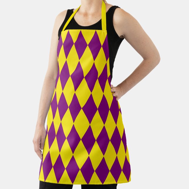 Lila-gelbes Harlekin-Karo-Design  Schürze (Von Creator hochgeladen)