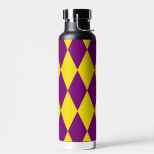 Lila-gelbes Harlekin-Karo-Design Trinkflasche