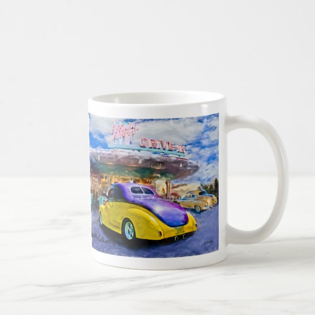 lila-gelbes hotrod am Autokino Kaffeetasse (Rechts)