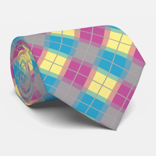 Lila, gelbes Muster Krawatte (Gerollt)