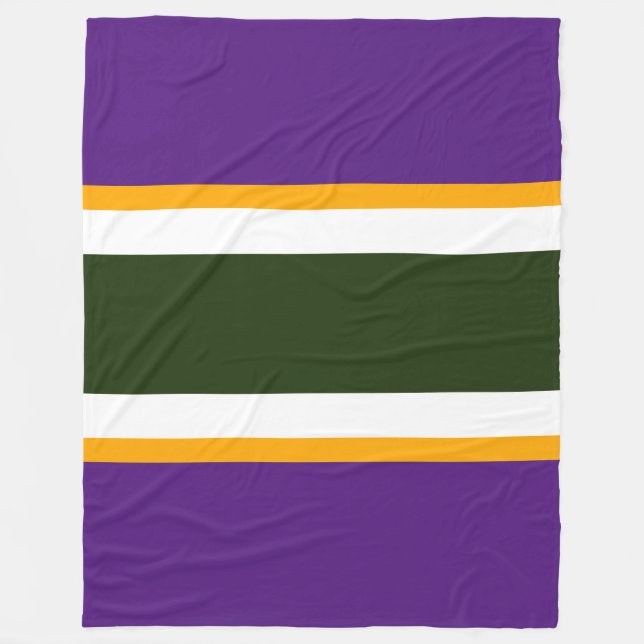 Lila-gelbgelbe , athletische Streifen Fleecedecke (Vorderseite)