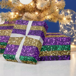 Lila-Gelbgrün-Mardi-Gras-Glitzer-Muster Geschenkpapier