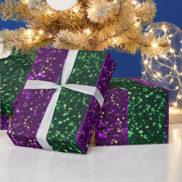 Lila-Gelbgrün-Mardi-Gras-Glitzer-Muster Geschenkpapier