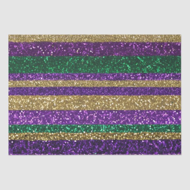 Lila-Gelbgrün-Mardi-Gras-Glitzer-Muster Seidenpapier (Vorderseite)