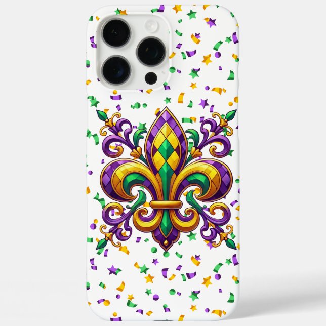 Lila-Gelbgrün Mardi Gras Lilie Case-Mate iPhone Hülle (Rückseite)