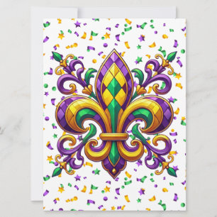 Lila-Gelbgrün Mardi Gras Lilie Feiertagskarte
