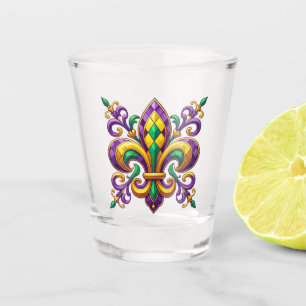 Lila-Gelbgrün Mardi Gras Lilie Schnapsglas