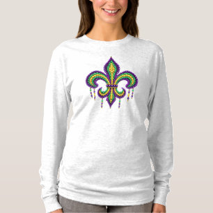 Lila-Gelbgrün Mardi Gras Lilie T-Shirt