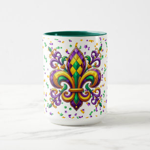 Lila-Gelbgrün Mardi Gras Lilie Tasse