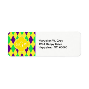 Lila Gelbgrünes Harlequin Ylo Quat 3 Monogramm
