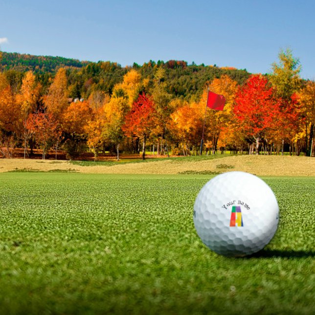 Lila-gelblicher Monogramm-Buchstabe A Golfball (Von Creator hochgeladen)