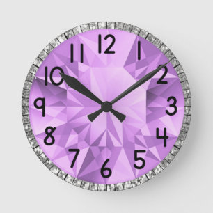 Lila Gem Runde Wanduhr