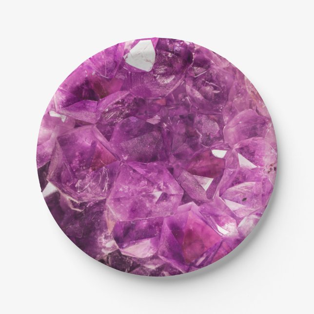 Lila Gem Stone Paper Plate Pappteller (Vorderseite)