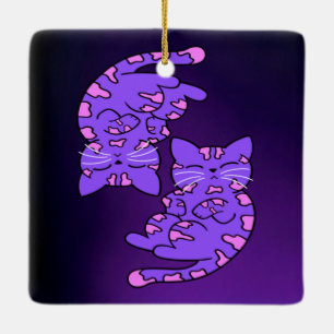Lila Gemini Kittens Keramikornament