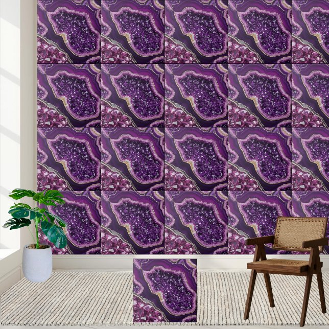 Lila Geode Crystal Tile Art Fliese (Purple Geode Crystal Tile Art)