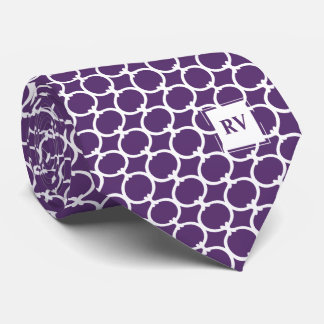 Lila geometrisch Mit Monogramm Krawatte